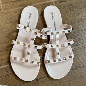 Wild Diva Blush Studded Sandals